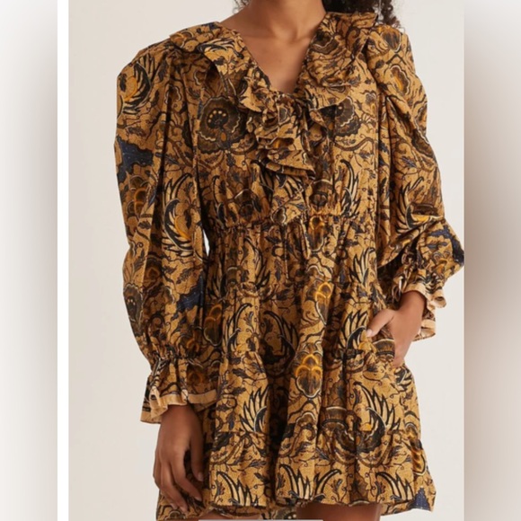 ULLA JOHNSON Caris Mini Dress- Horn Sz 0 - Picture 2 of 3